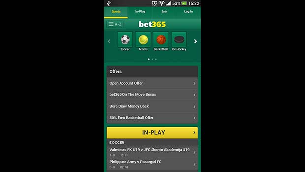 Bet365 Mobile Sportsbook Lobby Screenshot Featured