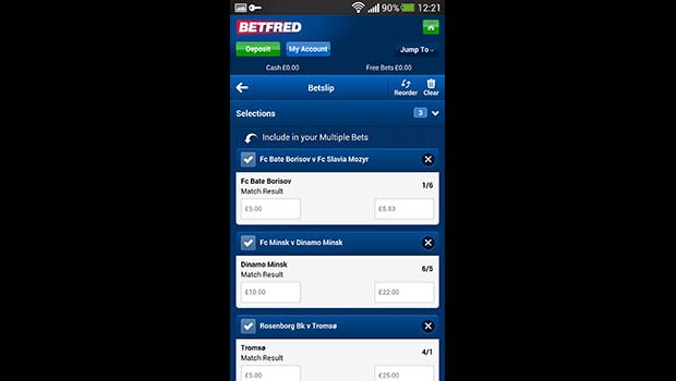 Betfred Mobile Sportsbook Betslip Screenshot