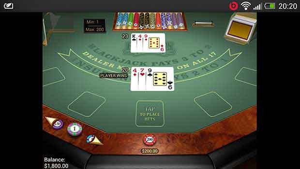 VideoSlots Mobile Casino European Blackjack Gold Screenshot